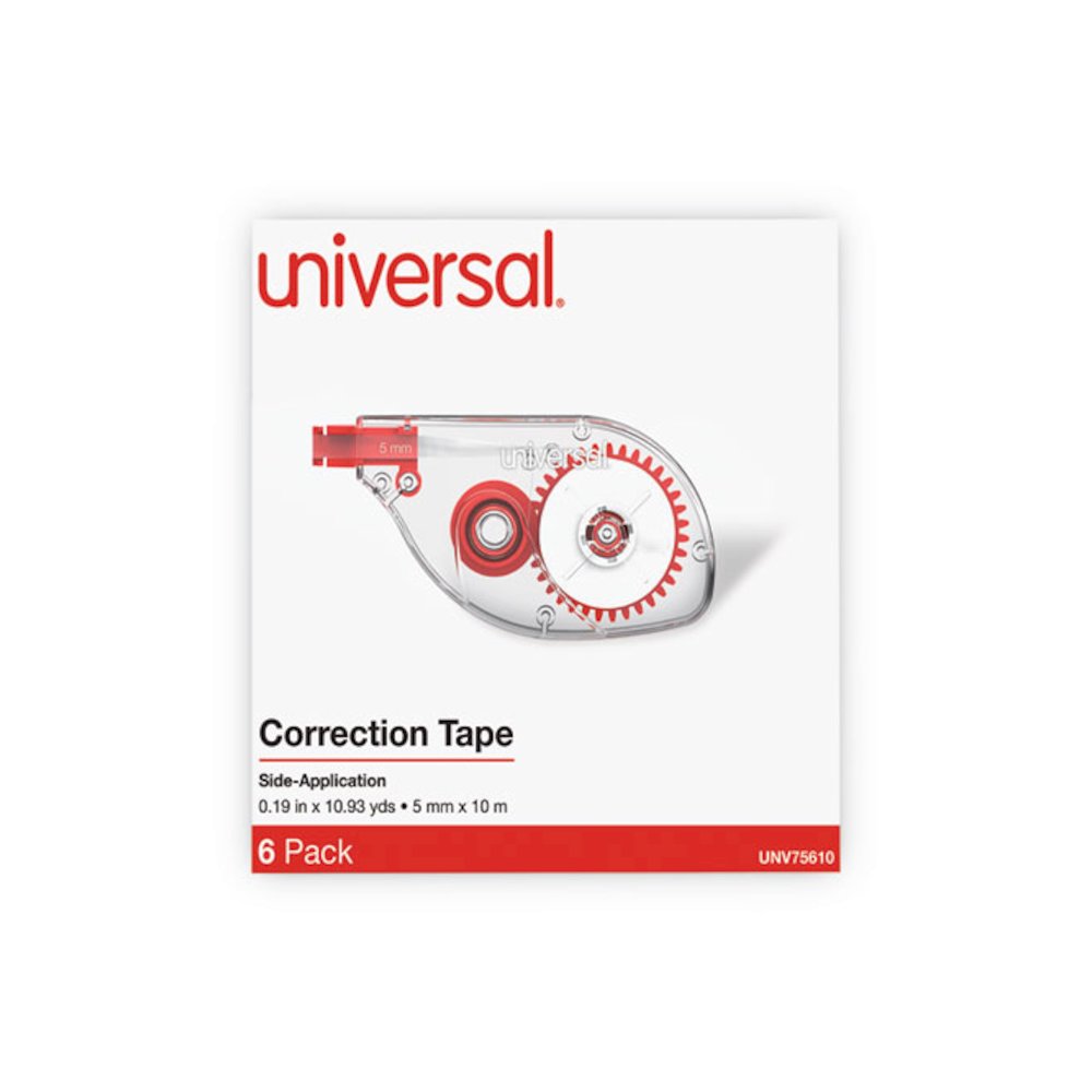 Side-Application Correction Tape, Non-Refillable, 0.2" x 32.75 ft, White Tape, Clear/Red Dispenser, 6/Pack. Picture 6