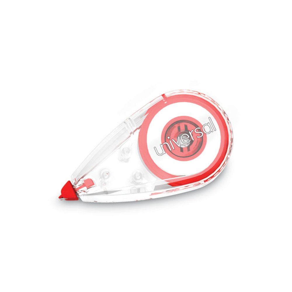 Mini Correction Tape, Non-Refillable, 0.25" x 22.92 ft, White Tape, Clear/Red Dispenser, 10/Pack. Picture 1