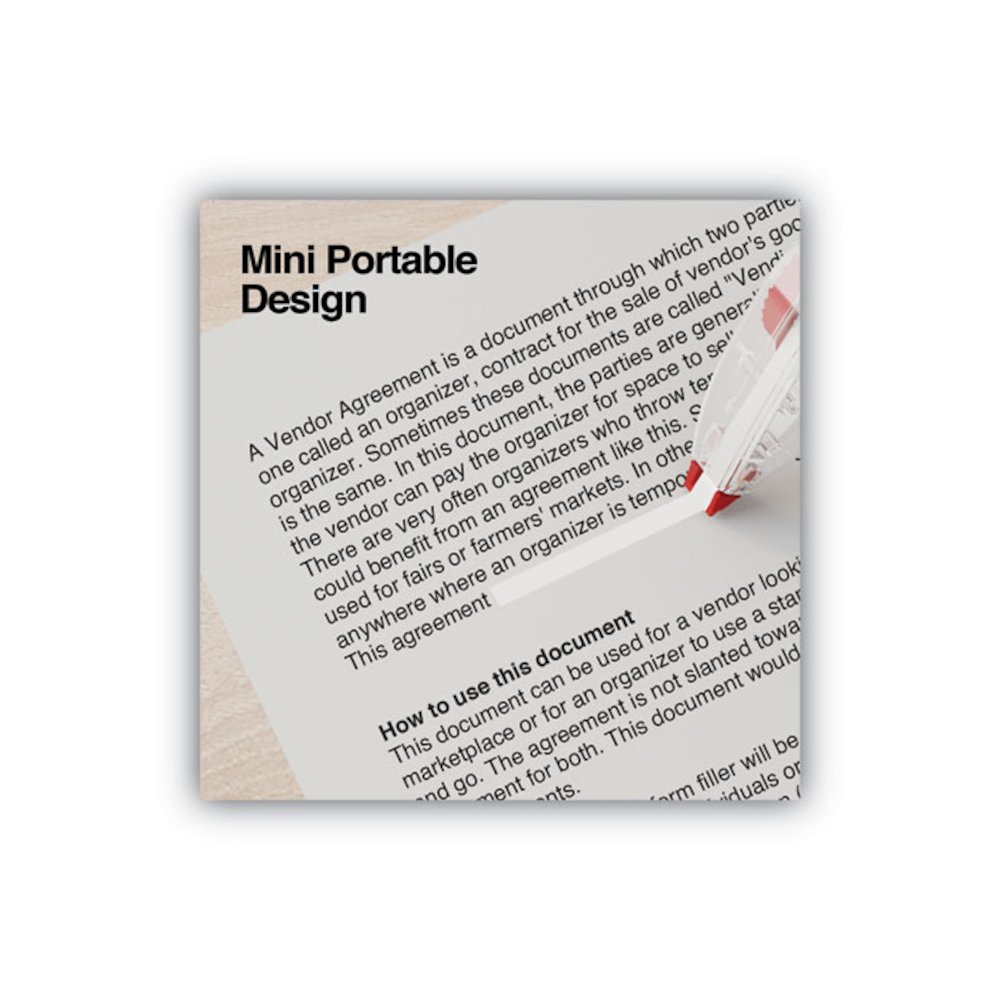 Mini Correction Tape, Non-Refillable, 0.25" x 22.92 ft, White Tape, Clear/Red Dispenser, 10/Pack. Picture 3