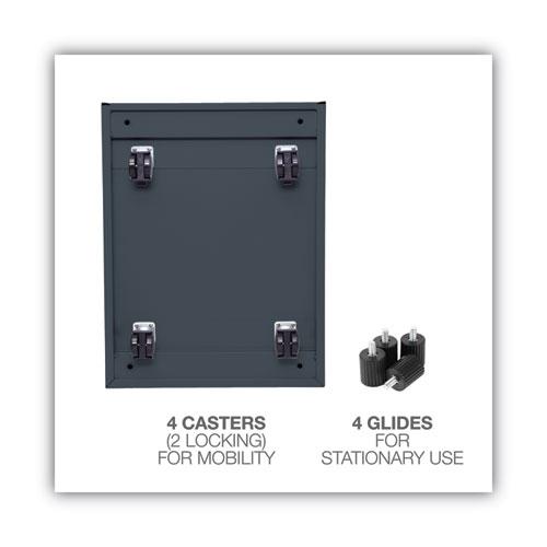 File Pedestal, Left or Right, 3-Drawers: Box/Box/File, Legal/Letter, Charcoal, 14.96" x 19.29" x 27.75". Picture 8