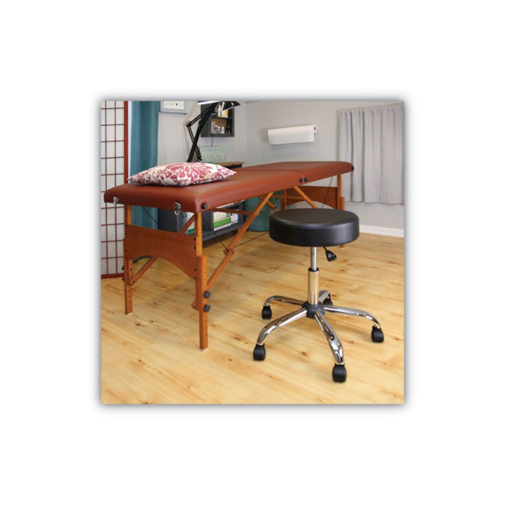 Height Adjustable Lab Stool, Backless, Supports Up to 275 lb, 19.69" to 24.80" Seat Height, Black Seat, Chrome Base. Picture 4