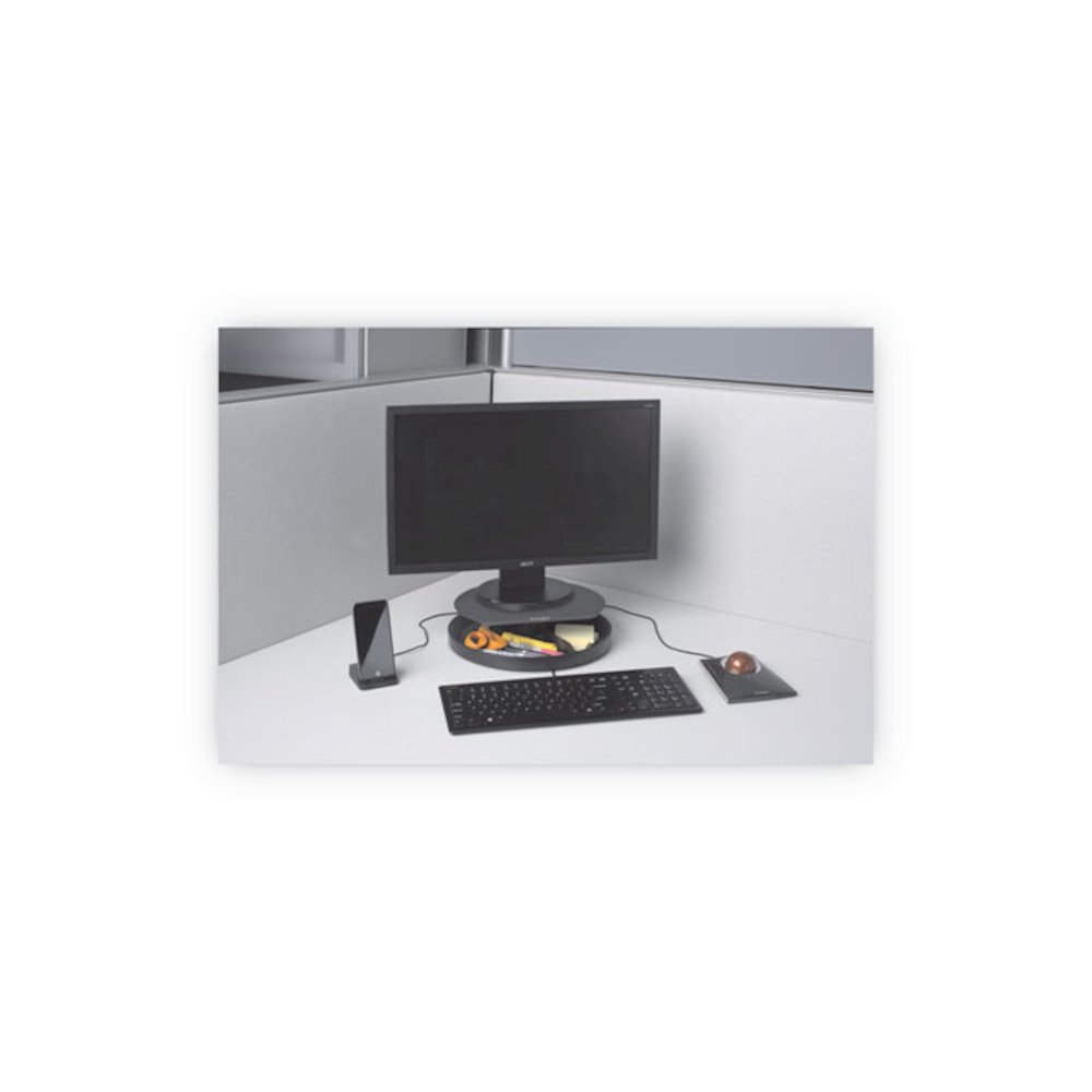Spin2 Monitor Stand with SmartFit, 12.6" x 12.6" x 2.25" to 3.5", Black, Supports 40 lbs. Picture 5