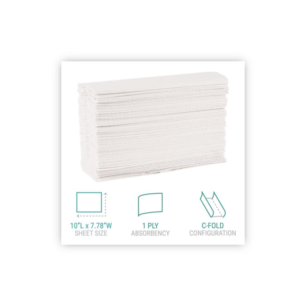 C-Fold Paper Towels, 1-Ply, 10.2 x 13.25, White, 200 Towels/Pack, 12 Packs/Carton. Picture 2