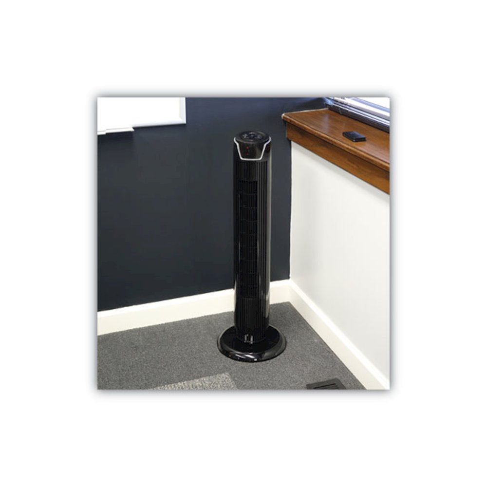 36" 3-Speed Oscillating Tower Fan with Remote Control, Plastic, Black. Picture 4