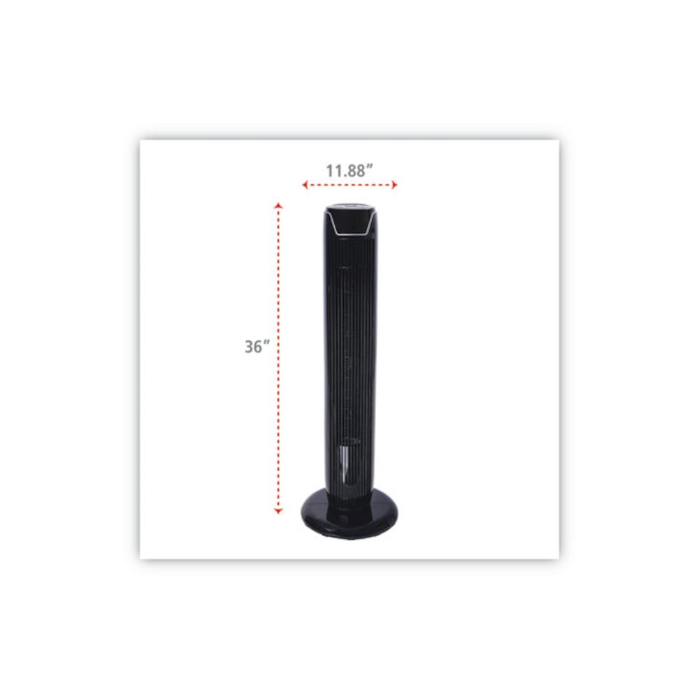 36" 3-Speed Oscillating Tower Fan with Remote Control, Plastic, Black. Picture 2