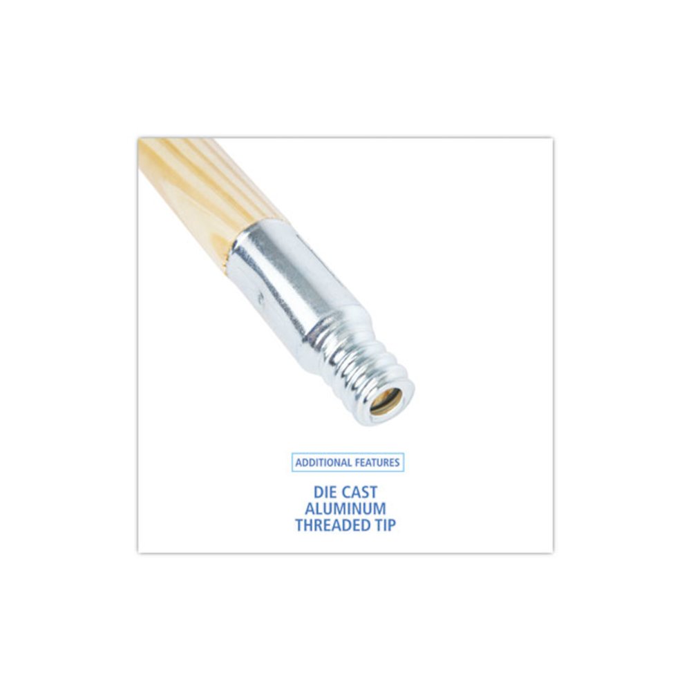 Metal Tip Threaded Hardwood Broom Handle, 0.94" dia x 60", Natural. Picture 2