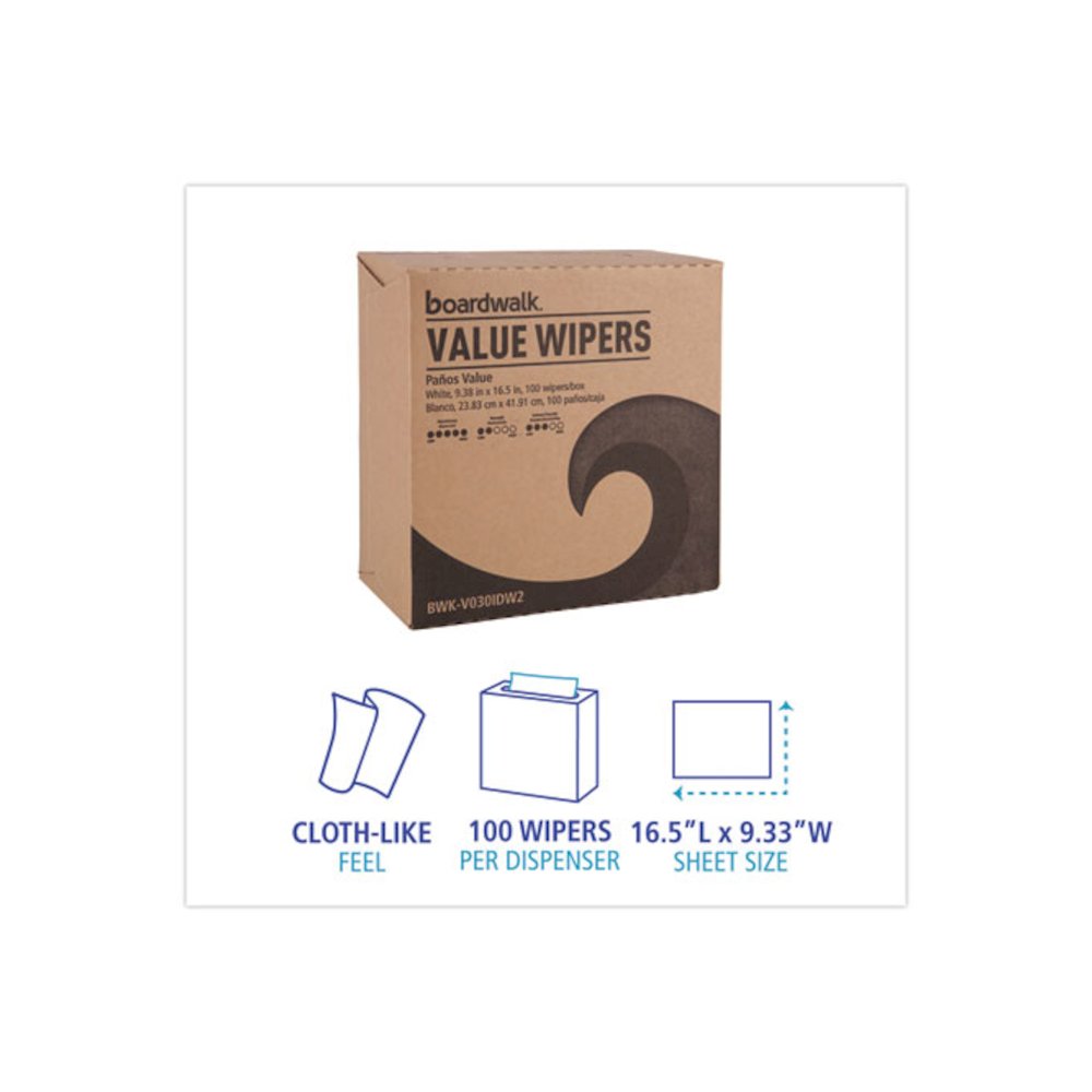 DRC Wipers, 9.33 x 16.5, White, 100 Dispenser Packs, 9 Dispenser Packs/Carton. Picture 4