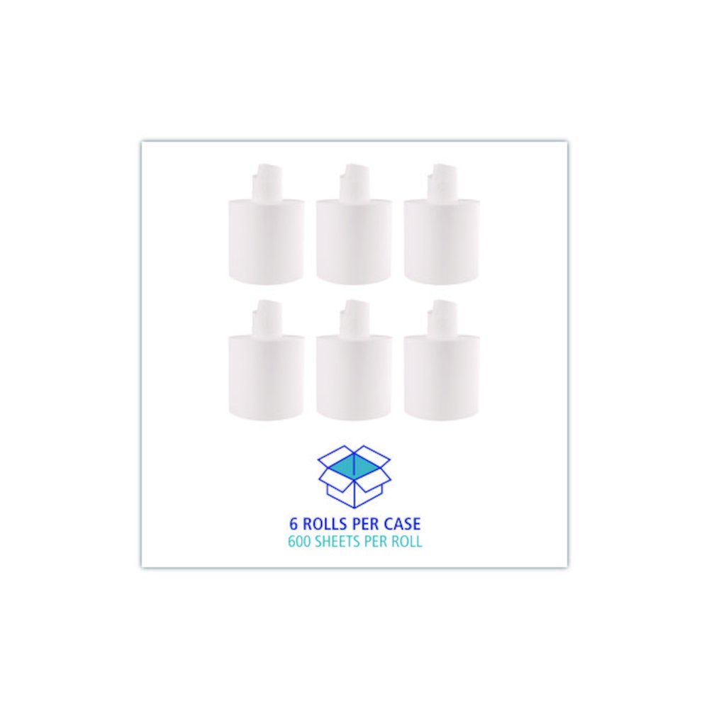 Center-Pull Roll Towels, 2-Ply, 7.6 x 8.9, White, 600/Roll, 6/Carton. Picture 4