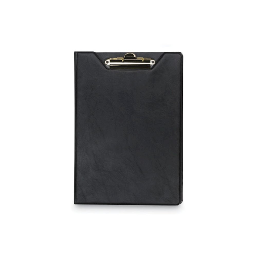Value Padfolio, Heavyweight Sealed Vinyl, Brass Clip, Inside Front Pocket, Black. Picture 1