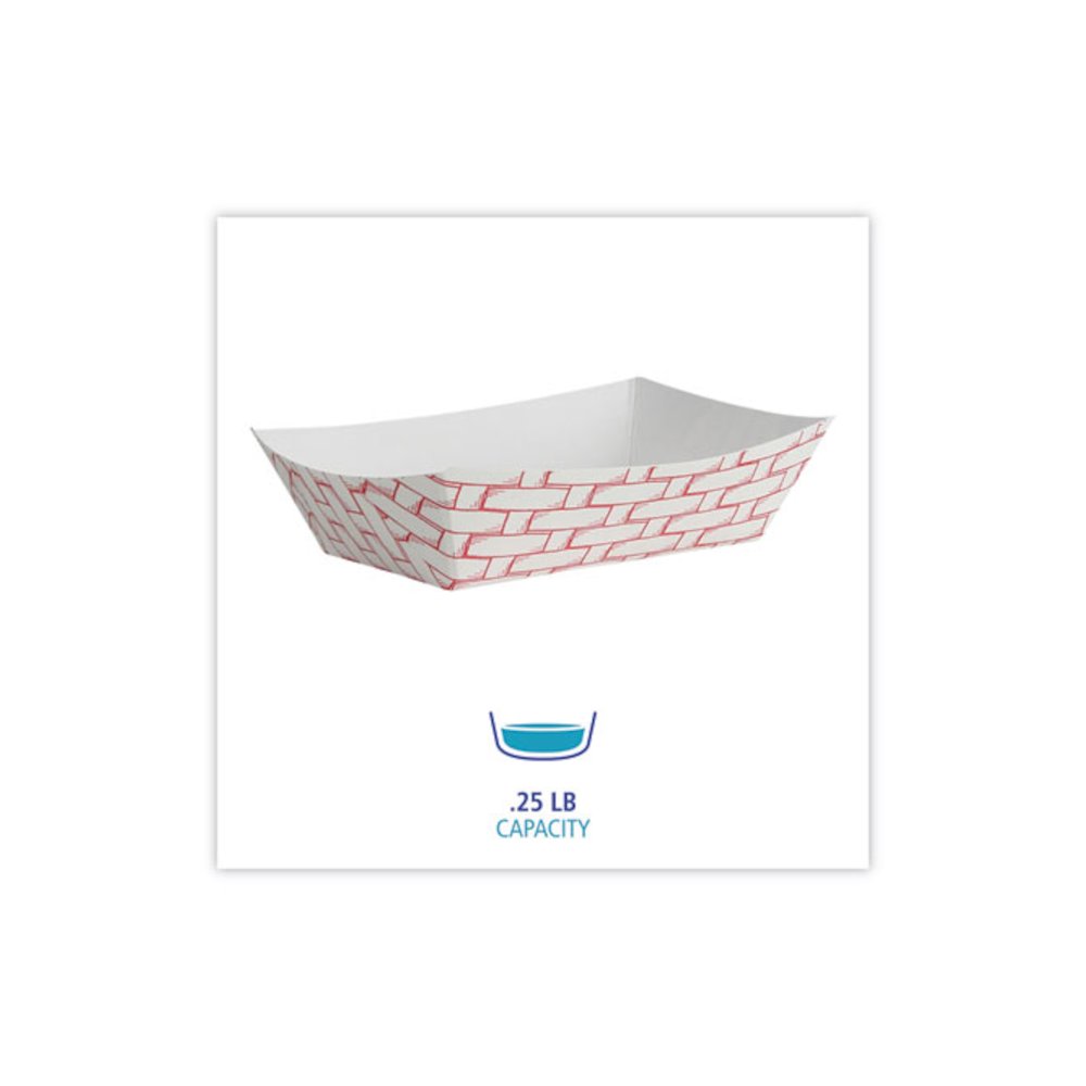 Paper Food Baskets, 0.25 lb Capacity, 2.69 x 4 x 1.05, Red/White, 1,000/Carton. Picture 3