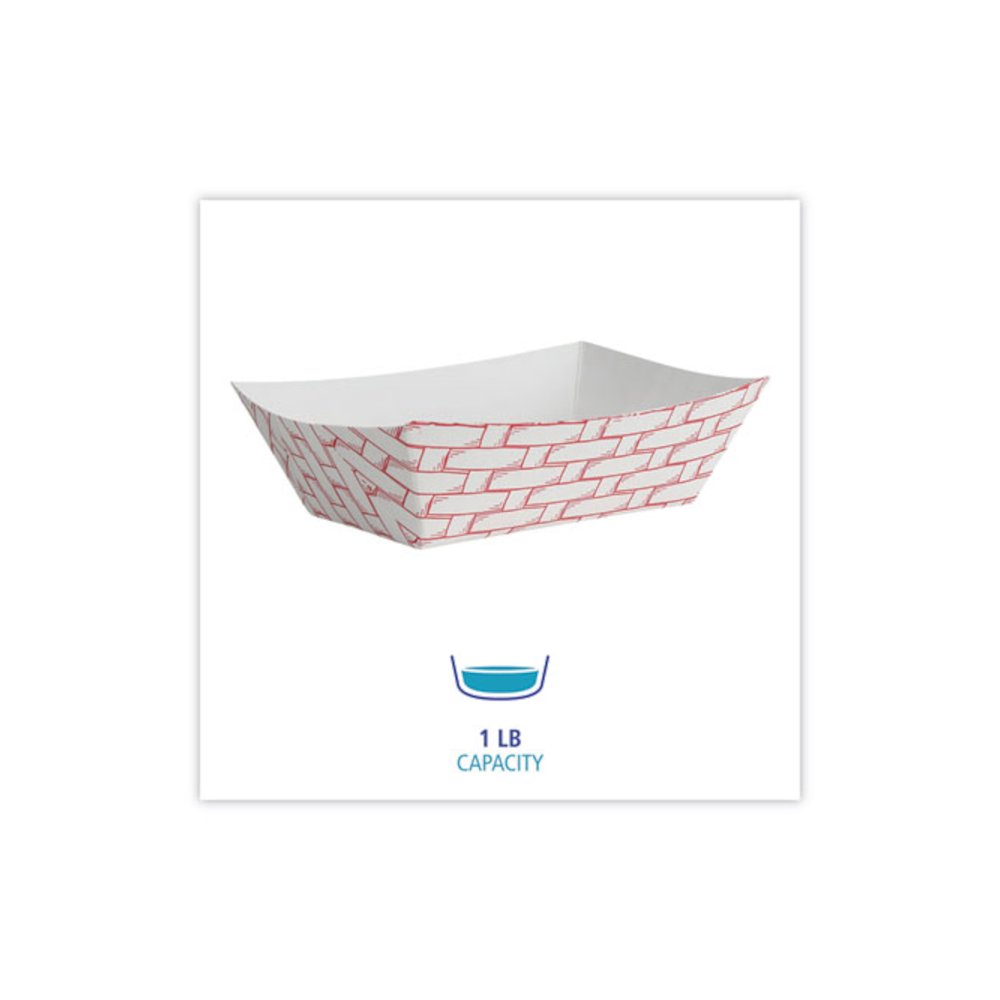 Paper Food Baskets, 1 lb Capacity, Red/White, 1,000/Carton. Picture 2