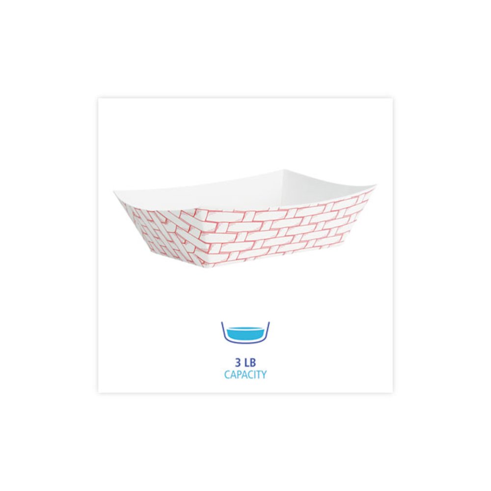 Paper Food Baskets, 3 lb Capacity, Red/White, 500/Carton. Picture 2