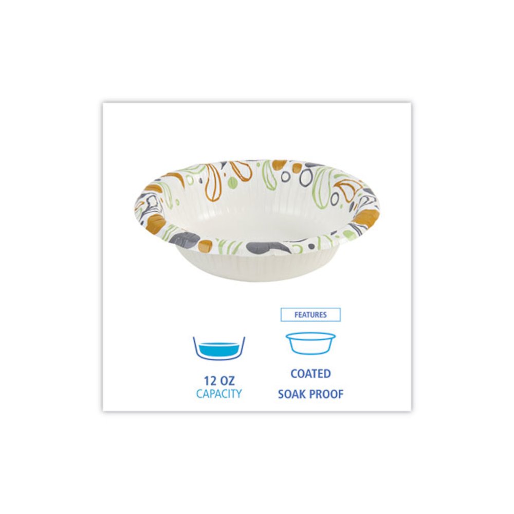 Deerfield Printed Paper Bowl, 12 oz, Coated/Soak Proof, Multicolor, 125/Pack, 8 Packs/Carton. Picture 3