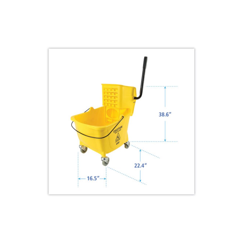 Pro-Pac Side-Squeeze Wringer/Bucket Combo, 35 qt, Yellow/Silver. Picture 2