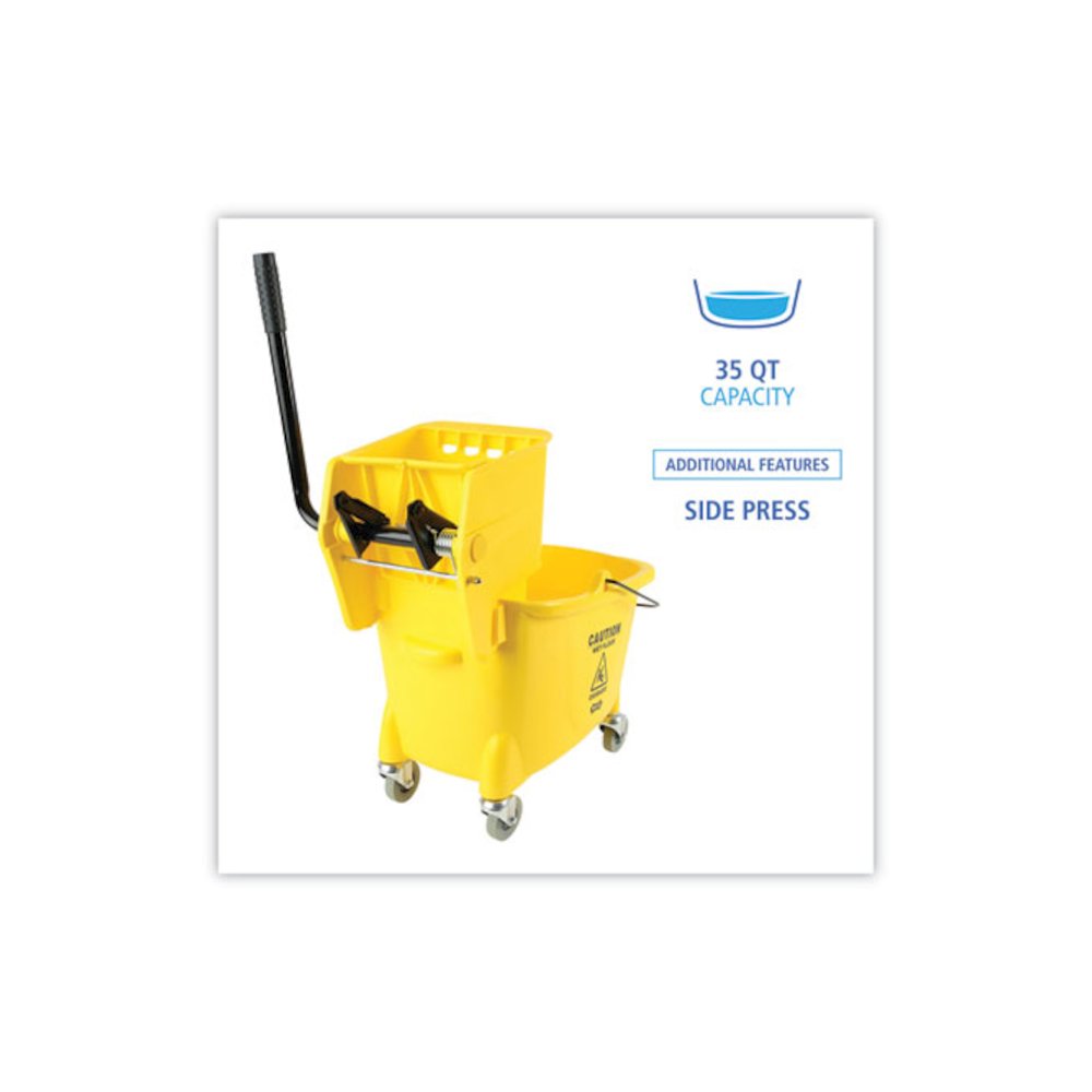 Pro-Pac Side-Squeeze Wringer/Bucket Combo, 35 qt, Yellow/Silver. Picture 3