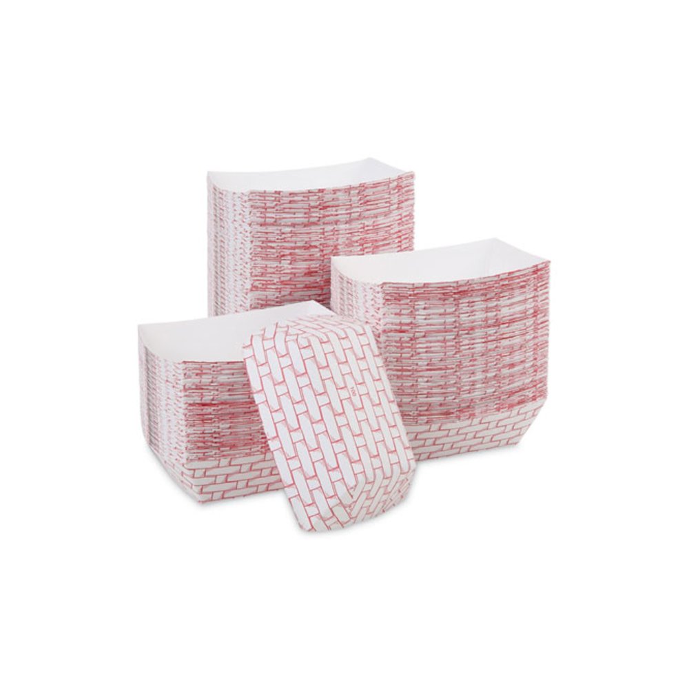 Paper Food Baskets, 1 lb Capacity, Red/White, 1,000/Carton. Picture 1
