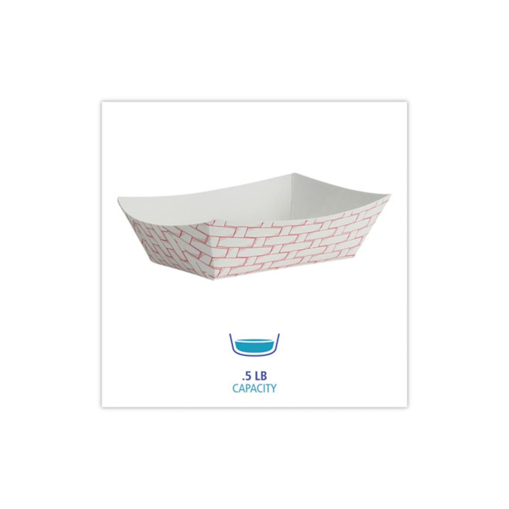 Paper Food Baskets, 0.5 lb Capacity, Red/White, 1,000/Carton. Picture 3