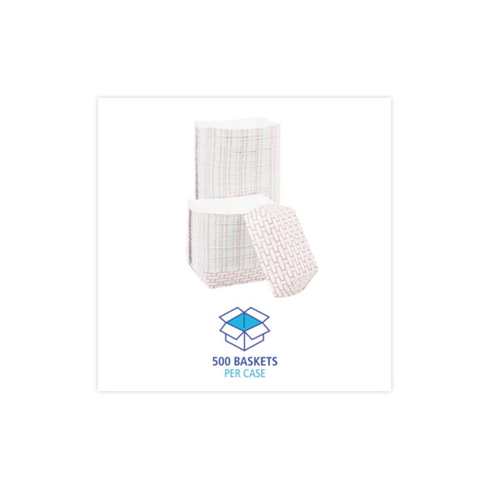 Paper Food Baskets, 3 lb Capacity, Red/White, 500/Carton. Picture 3