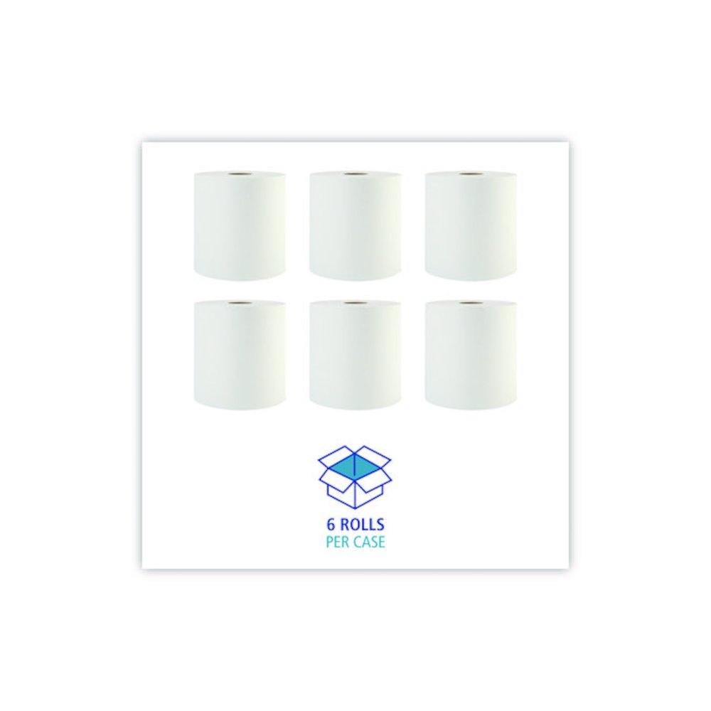 Hardwound Paper Towels, 1-Ply, 8" x 800 ft, White, 6 Rolls/Carton. Picture 4