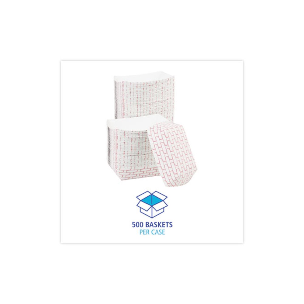 Paper Food Baskets, 1 lb Capacity, Red/White, 1,000/Carton. Picture 3