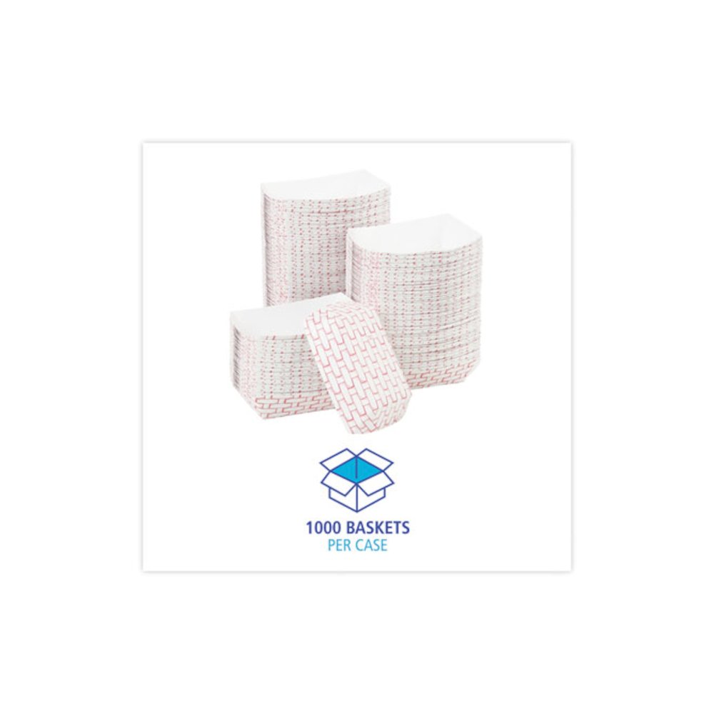 Paper Food Baskets, 0.25 lb Capacity, 2.69 x 4 x 1.05, Red/White, 1,000/Carton. Picture 4