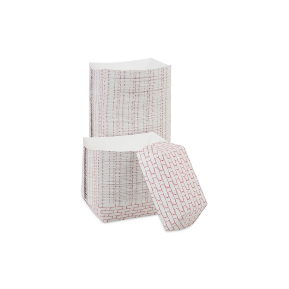 Paper Food Baskets, 3 lb Capacity, Red/White, 500/Carton. Picture 1