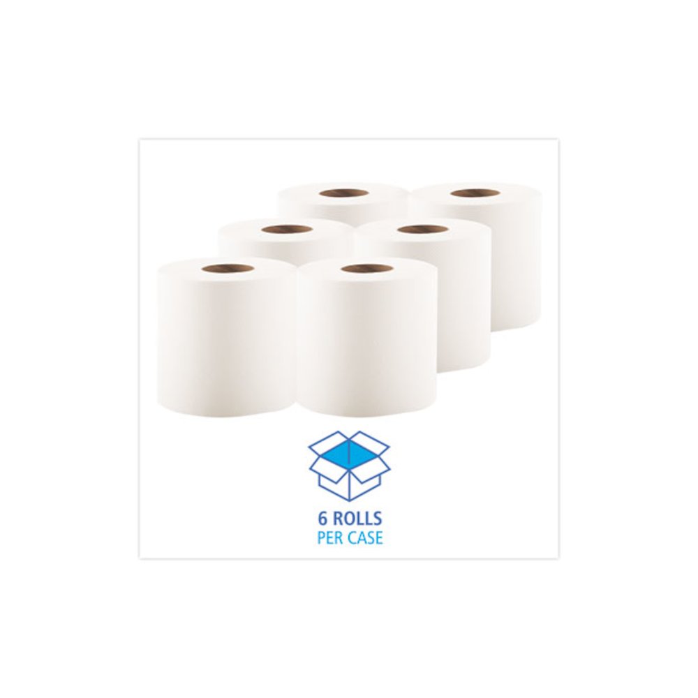 Center-Pull Hand Towels, 2-Ply, Perforated, 7.5 x 9, White, 600/Roll, 6 Rolls/Carton. Picture 3