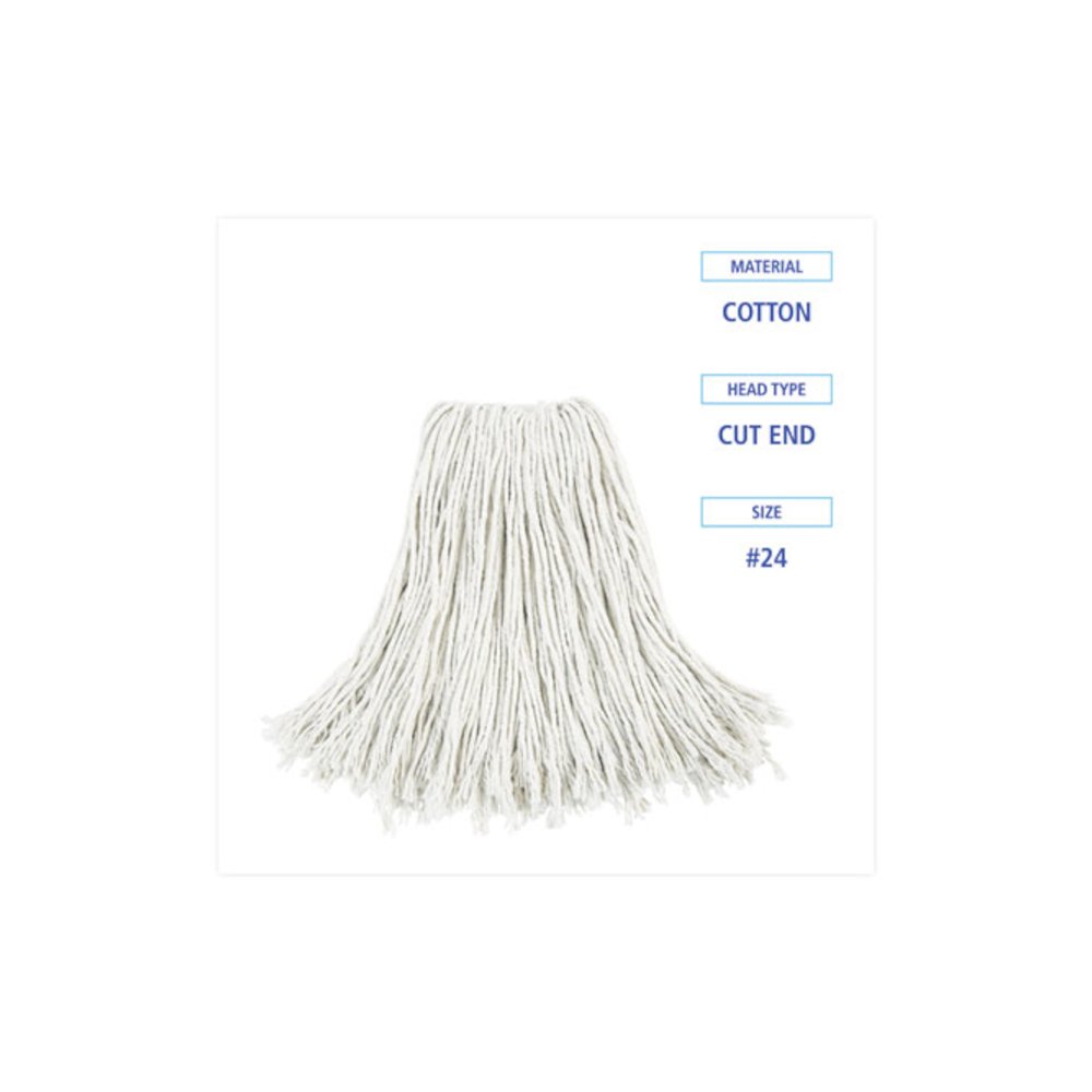 Cut-End Wet Mop Head, Cotton, #24, White 12/Carton. Picture 2