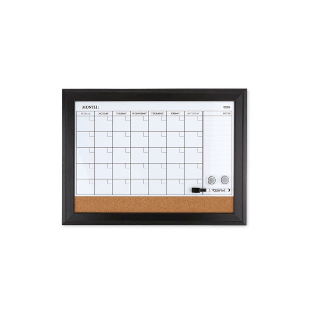 Home Decor Magnetic Dry Erase Board, Monthly Planning/Scheduling Calendar, 23" x 17", Tan/White Surface, Espresso Wood Frame. Picture 2
