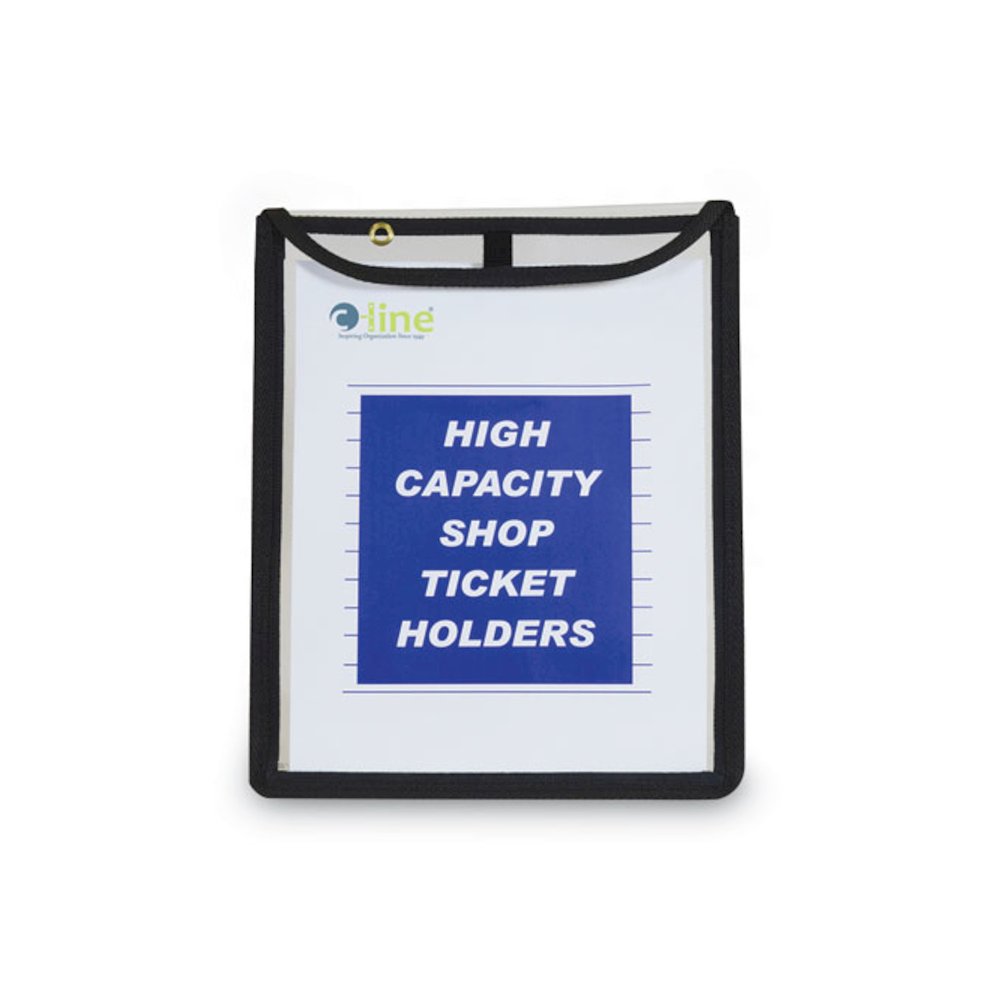 High-Capacity Stitched Shop Ticket Holders, 1" Expansion, Super Heavy-Duty, 9 x 12 Insert, Clear Front, Black Border, 15/Box. Picture 1