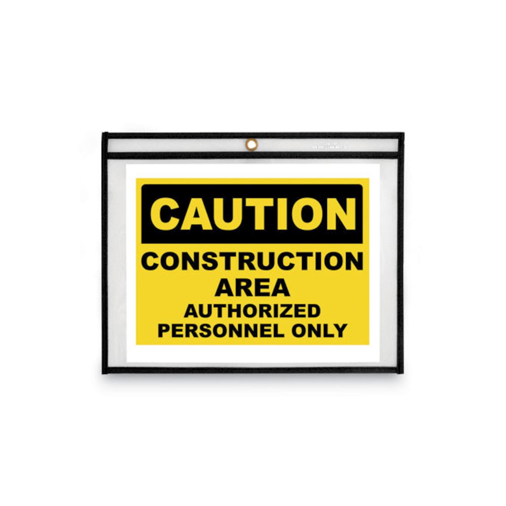 Stitched Shop Ticket Holders, Super Heavy-Duty, Top Load 12 x 9 Insert, Clear Front, Black Border, 25/Box. Picture 2