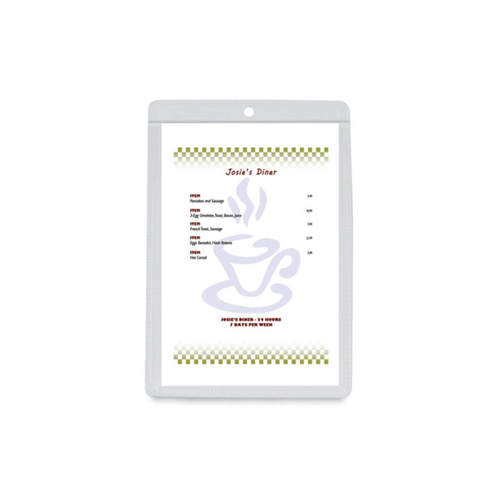 Clear Vinyl Shop Ticket Holders, Super Heavy-Duty, Top Load 5 x 8 Insert, Clear Front, 50/Box. Picture 2