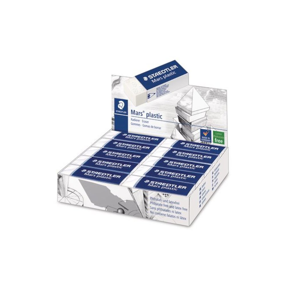 Mars Eraser, For Pencil/Ink Marks, Rectangular Block, Large, White, 20/Box. Picture 1
