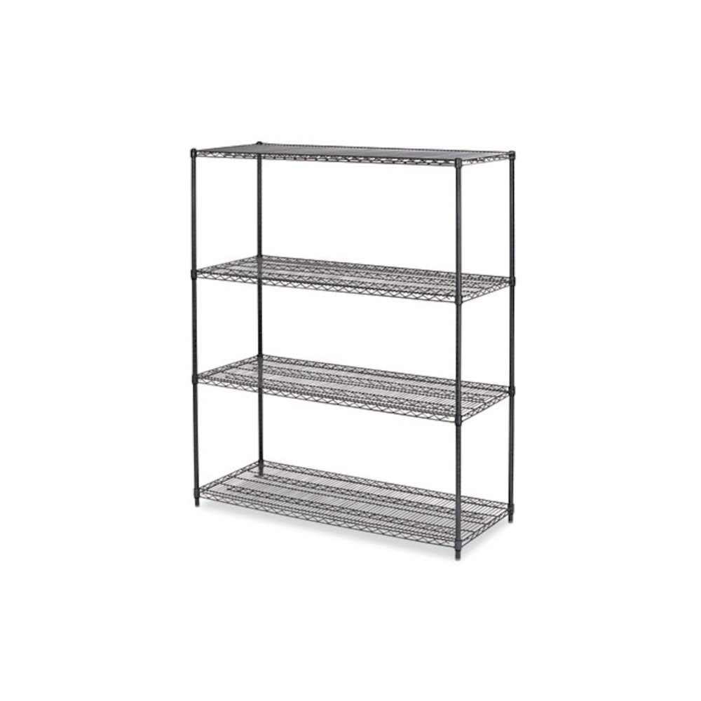 All-Purpose Wire Shelving Starter Kit, Four-Shelf, 60w x 24d x 72h, Black Anthracite Plus. Picture 1