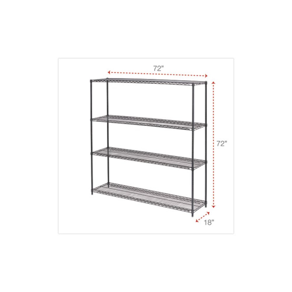 BA Plus Wire Shelving Kit, Four-Shelf, 72w x 18d x 72h, Black Anthracite Plus. Picture 2