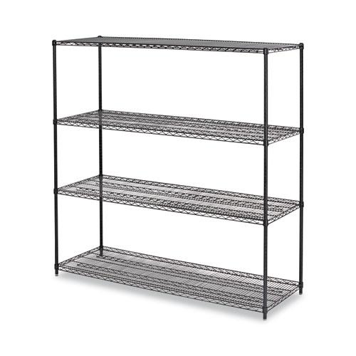 BA Plus Wire Shelving Kit, Four-Shelf, 72w x 24d x 72h, Black Anthracite Plus. Picture 1