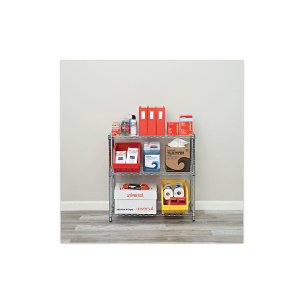 Residential Wire Shelving, Three-Shelf, 36w x 14d x 36h, Silver. Picture 9