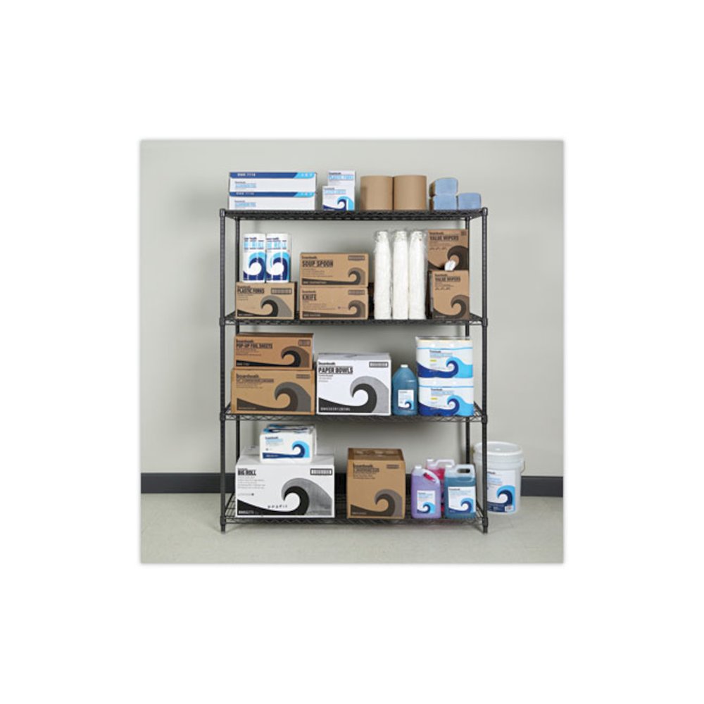 All-Purpose Wire Shelving Starter Kit, Four-Shelf, 60w x 24d x 72h, Black Anthracite Plus. Picture 4