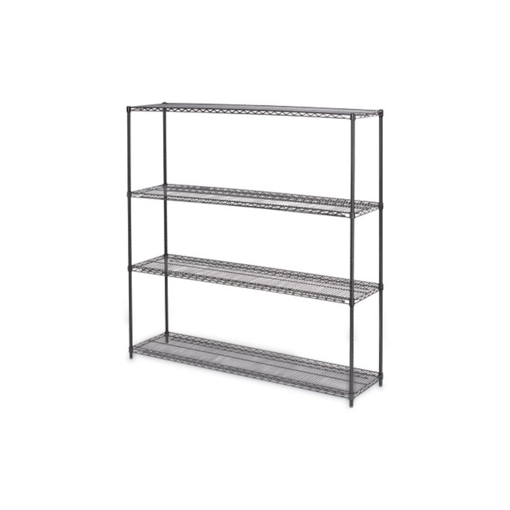 BA Plus Wire Shelving Kit, Four-Shelf, 72w x 18d x 72h, Black Anthracite Plus. Picture 1