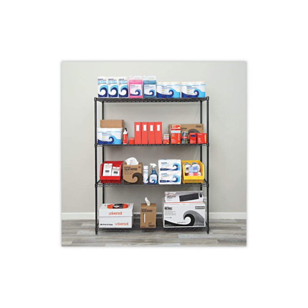 All-Purpose Wire Shelving Starter Kit, Four-Shelf, 60w x 24d x 72h, Black Anthracite Plus. Picture 5