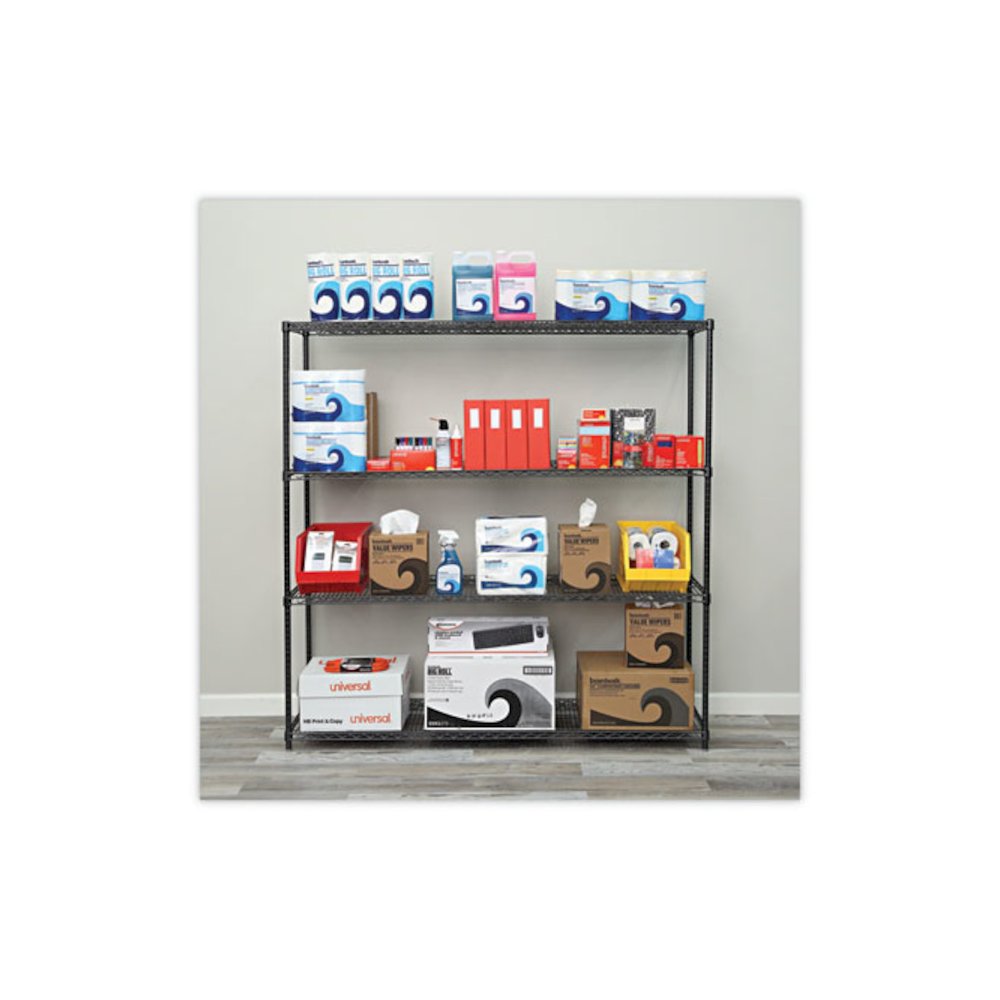 BA Plus Wire Shelving Kit, Four-Shelf, 72w x 18d x 72h, Black Anthracite Plus. Picture 5