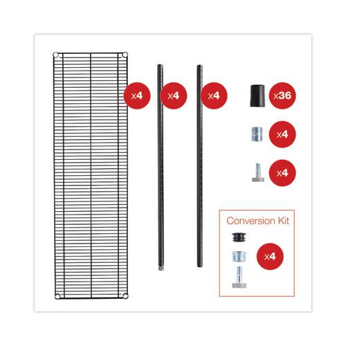 All-Purpose Wire Shelving Starter Kit, Four-Shelf, 60w x 18d x 72h, Black Anthracite Plus. Picture 9