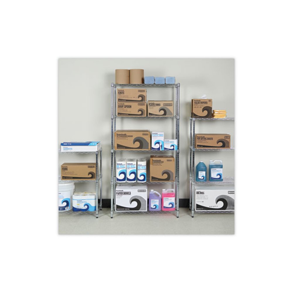 Residential Wire Shelving, Five-Shelf, 36w x 14d x 72h, Silver. Picture 8