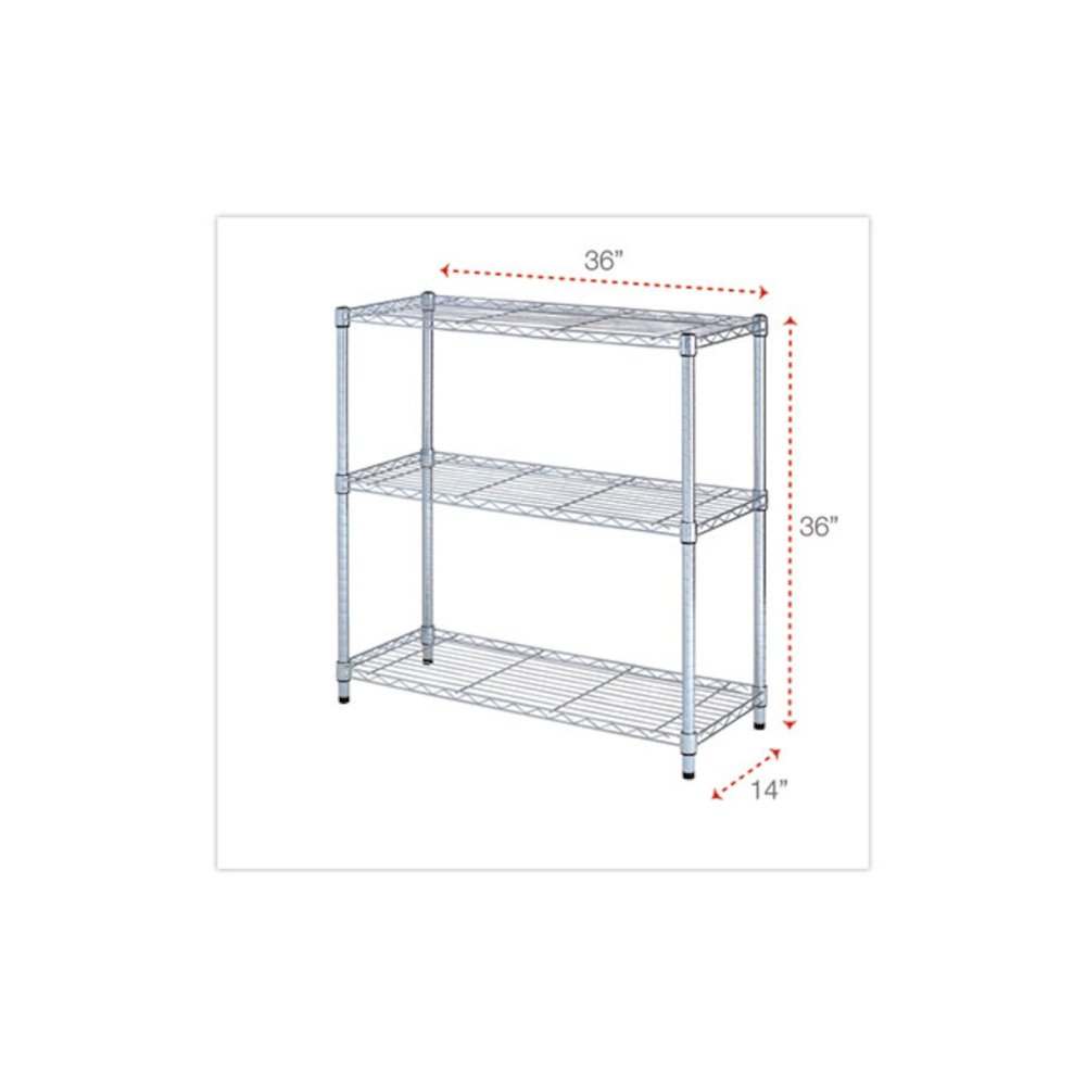 Residential Wire Shelving, Three-Shelf, 36w x 14d x 36h, Silver. Picture 2