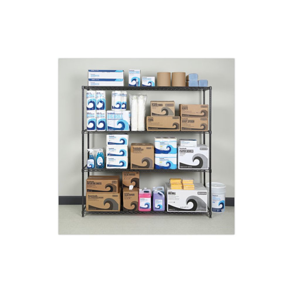 BA Plus Wire Shelving Kit, Four-Shelf, 72w x 18d x 72h, Black Anthracite Plus. Picture 4