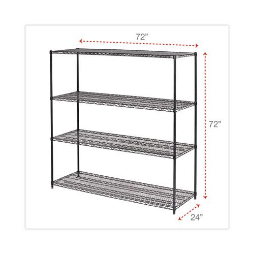 BA Plus Wire Shelving Kit, Four-Shelf, 72w x 24d x 72h, Black Anthracite Plus. Picture 2