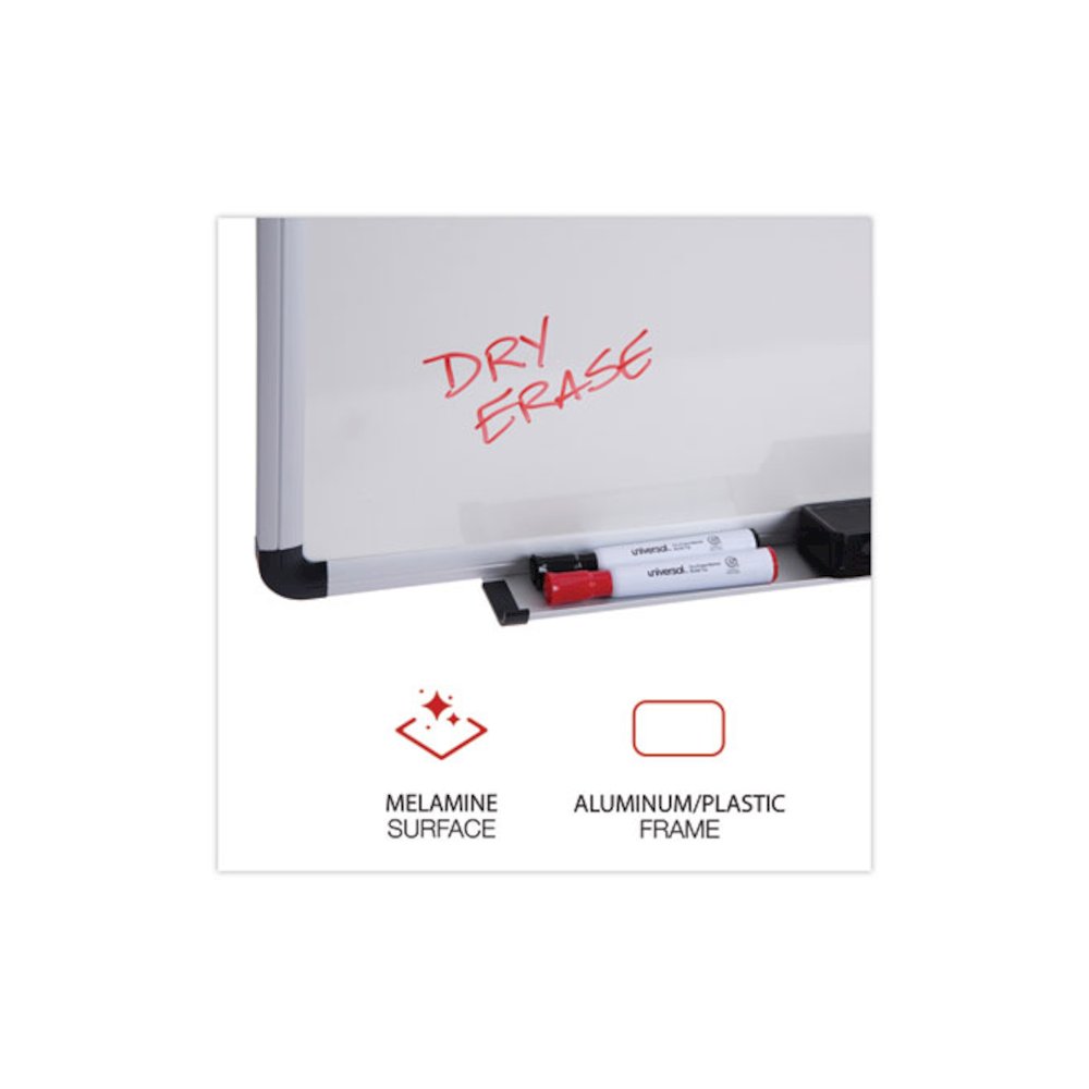 Modern Melamine Dry Erase Board with Aluminum Frame, 24" x 18", White Surface, Satin Aluminum Frame. Picture 2
