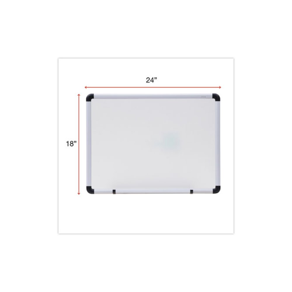 Modern Melamine Dry Erase Board with Aluminum Frame, 24" x 18", White Surface, Satin Aluminum Frame. Picture 3