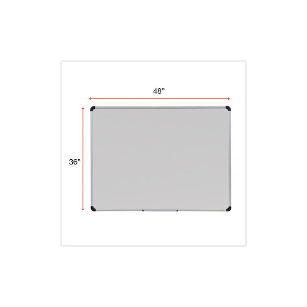 Deluxe Porcelain Magnetic Dry Erase Board, 48" x 36", White Surface, Silver/Black Aluminum Frame. Picture 3