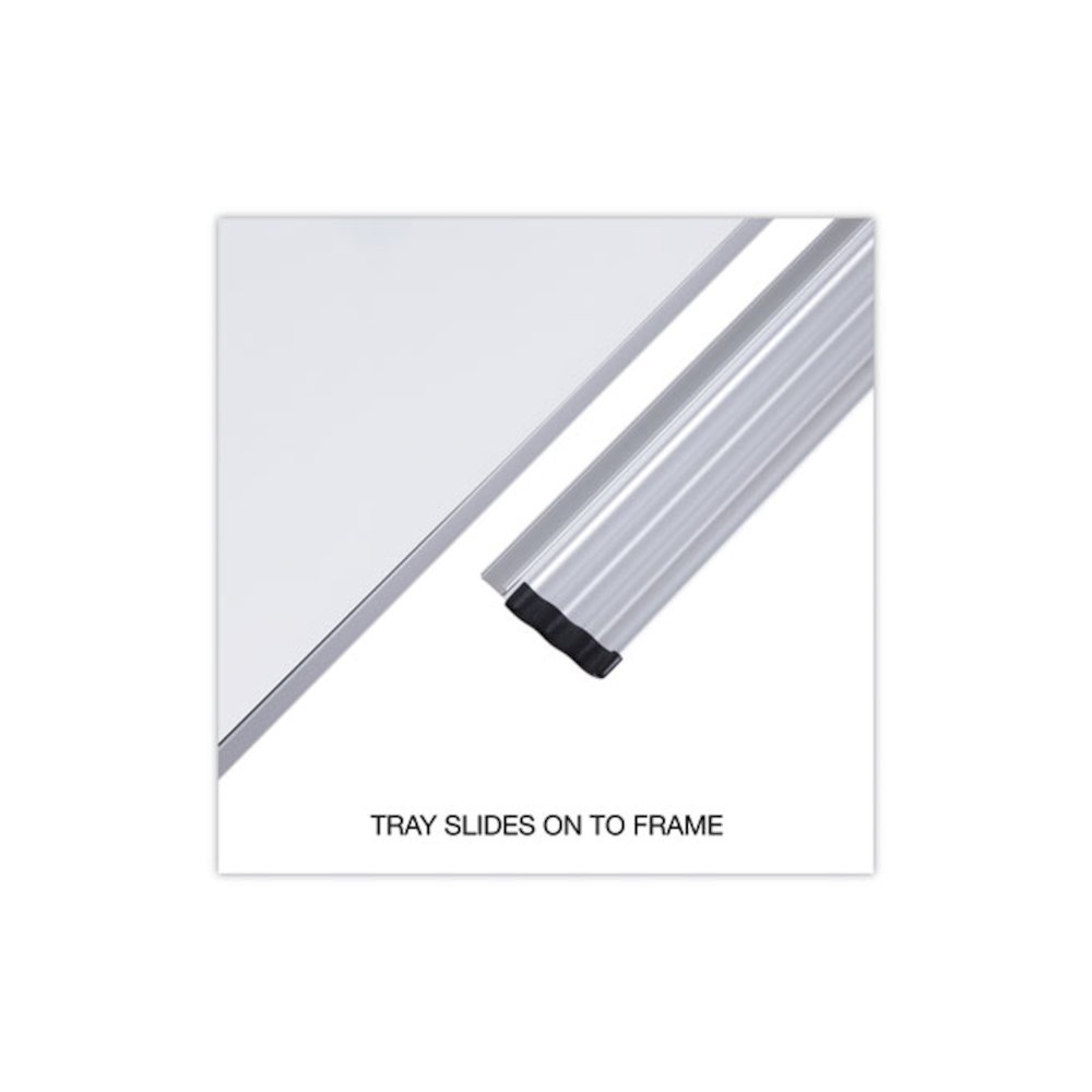 Deluxe Porcelain Magnetic Dry Erase Board, 48" x 36", White Surface, Silver/Black Aluminum Frame. Picture 4